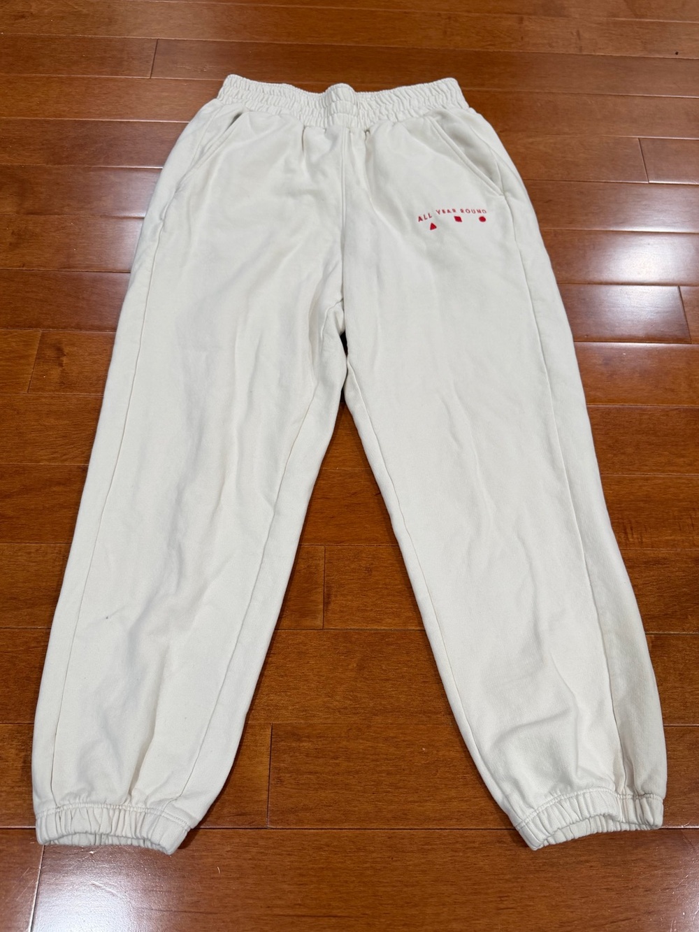 AYR Cream Off White 100% Cotton Elastic Waist Sweatpants Pants Sz. S
